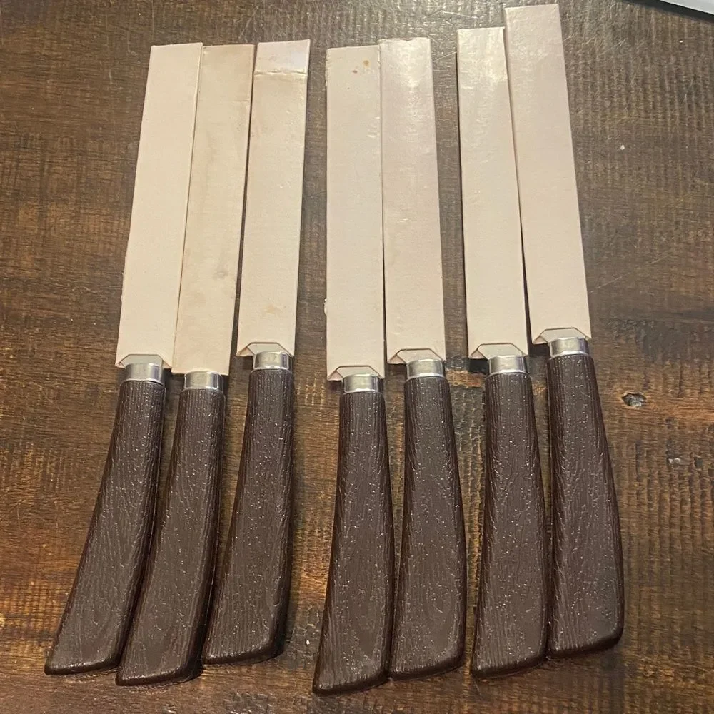 Set 6 VINTAGE QUIKUT Stainless Steak Knives Shell Oil Co. Dealer